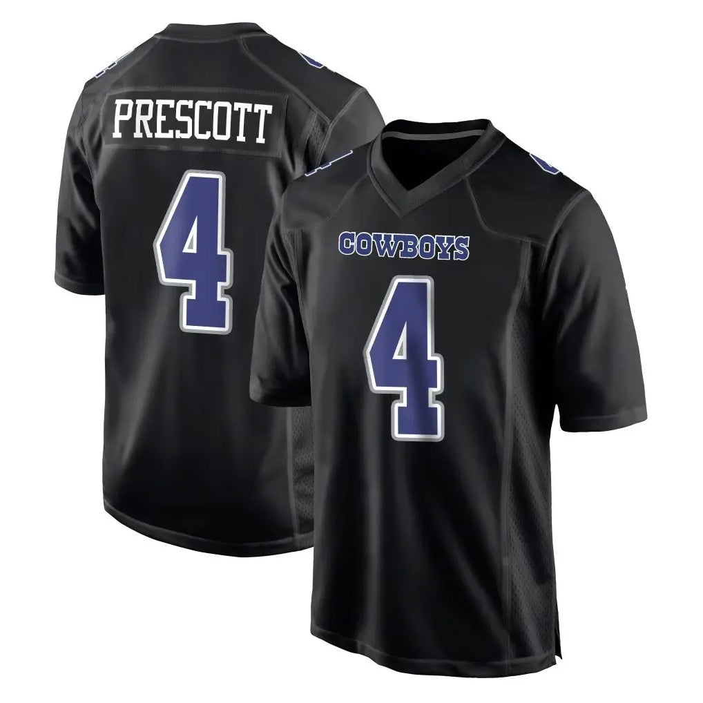 Vanessashop D.Cowboys #4 Dak Prescott Player Carbon Black Fashion Home Game Stitched Jerseys