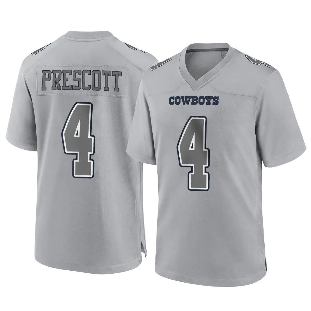 Vanessashop D.Cowboys #4 Dak Prescott Player Gray Atmosphere Fashion Home Game Stitched Jerseys