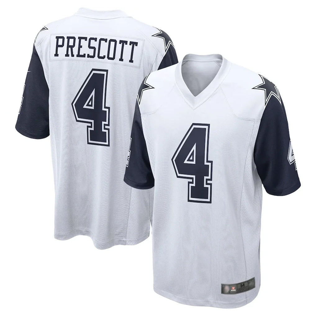 Vanessashop D.Cowboys #4 Dak Prescott Player White-Navy Home Game Stitched Jerseys
