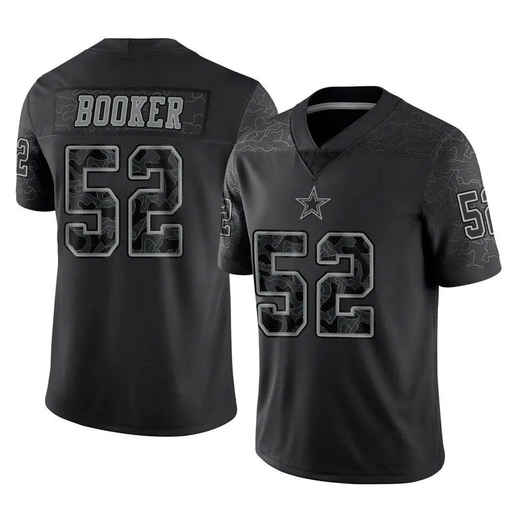 Vanessashop D.Cowboys #52 Tyler Booker Player Black Limited Reflective Home Game Stitched Jerseys