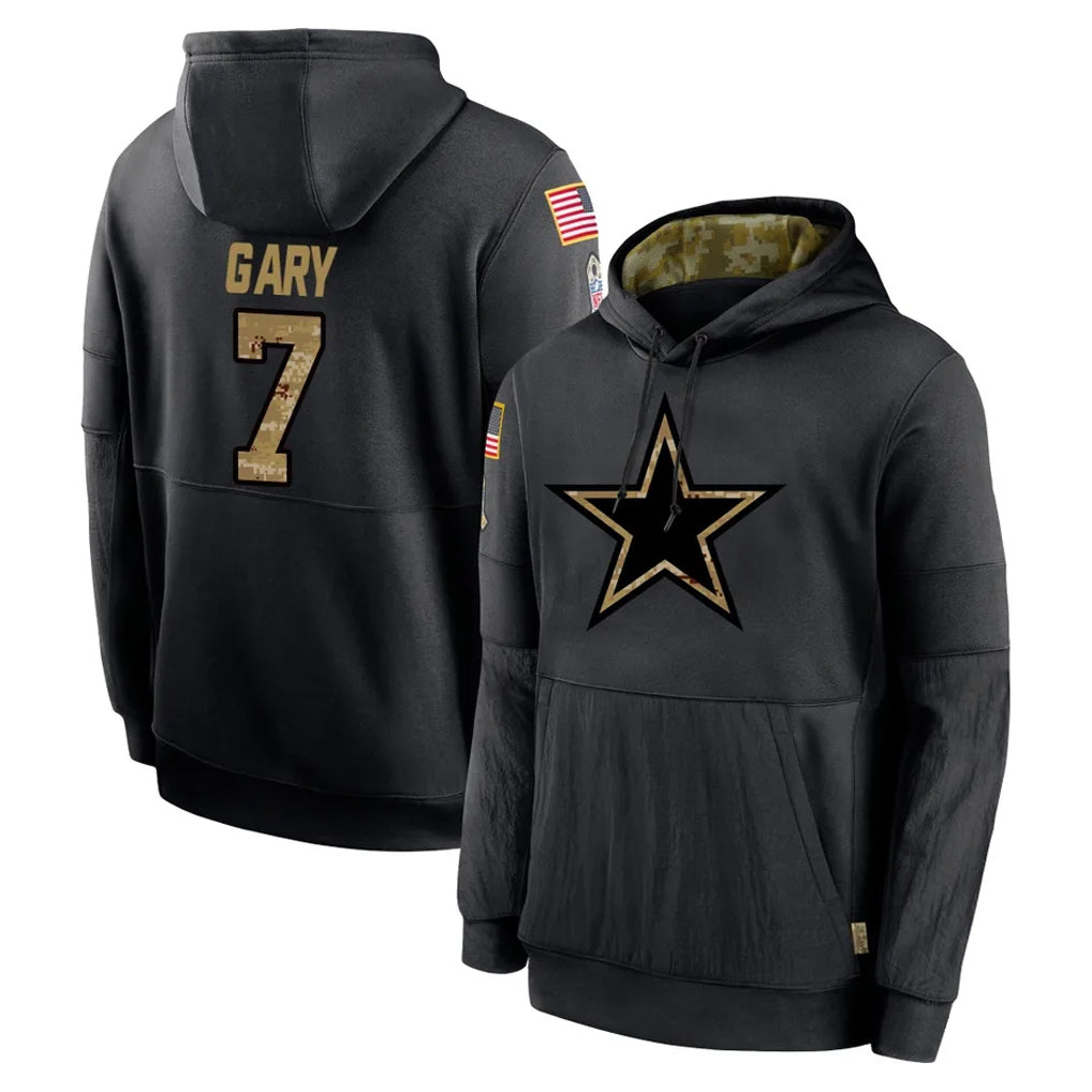 Vanessashop D.Cowboys #7 Rashan Gary Player Black Salute to Service Pullover Hoodies Limited Stitched Jerseys