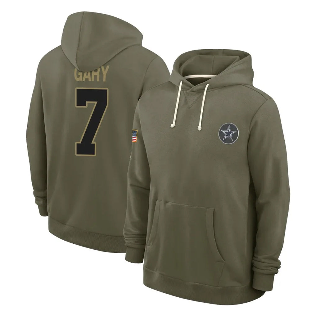 Vanessashop D.Cowboys #7 Rashan Gary Player Olive Salute to Service Pullover Hoodies Limited Stitched Jerseys