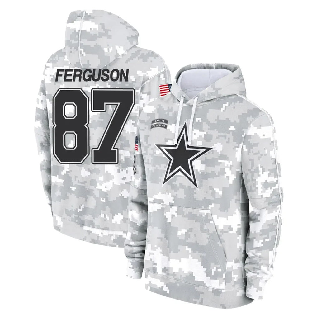 Vanessashop D.Cowboys #87 Jake Ferguson Player Arctic Camo Salute to Service Hoodies Limited Game Stitched Jerseys