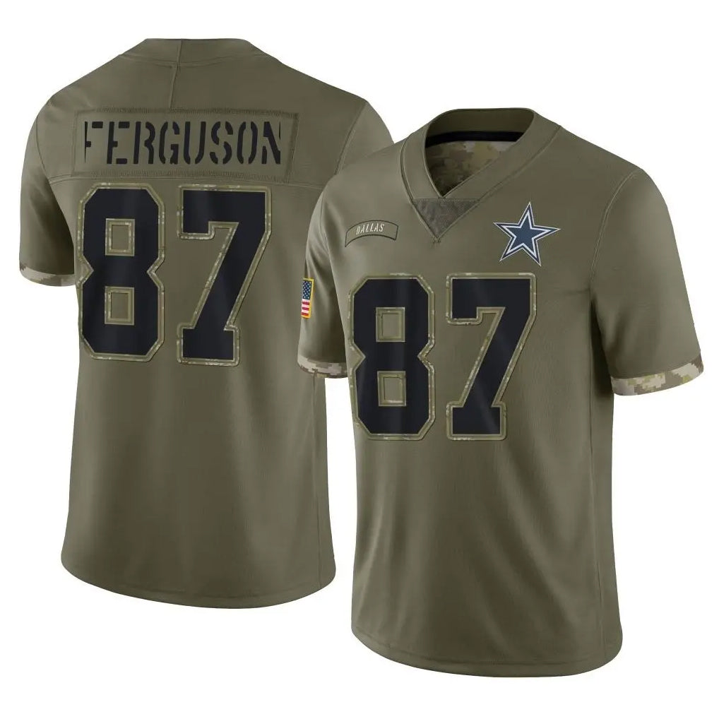 Vanessashop D.Cowboys #87 Jake Ferguson Player Olive Salute to Service Limited Game Stitched Jerseys