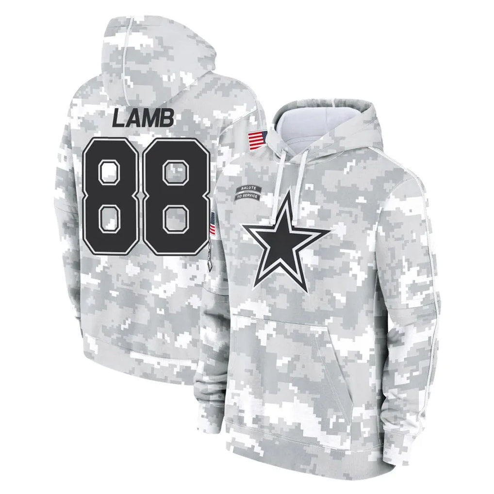 Vanessashop D.Cowboys #88 CeeDee Lamb Player Arctic Camo Salute to Service Hoodies Limited Game Stitched Jerseys