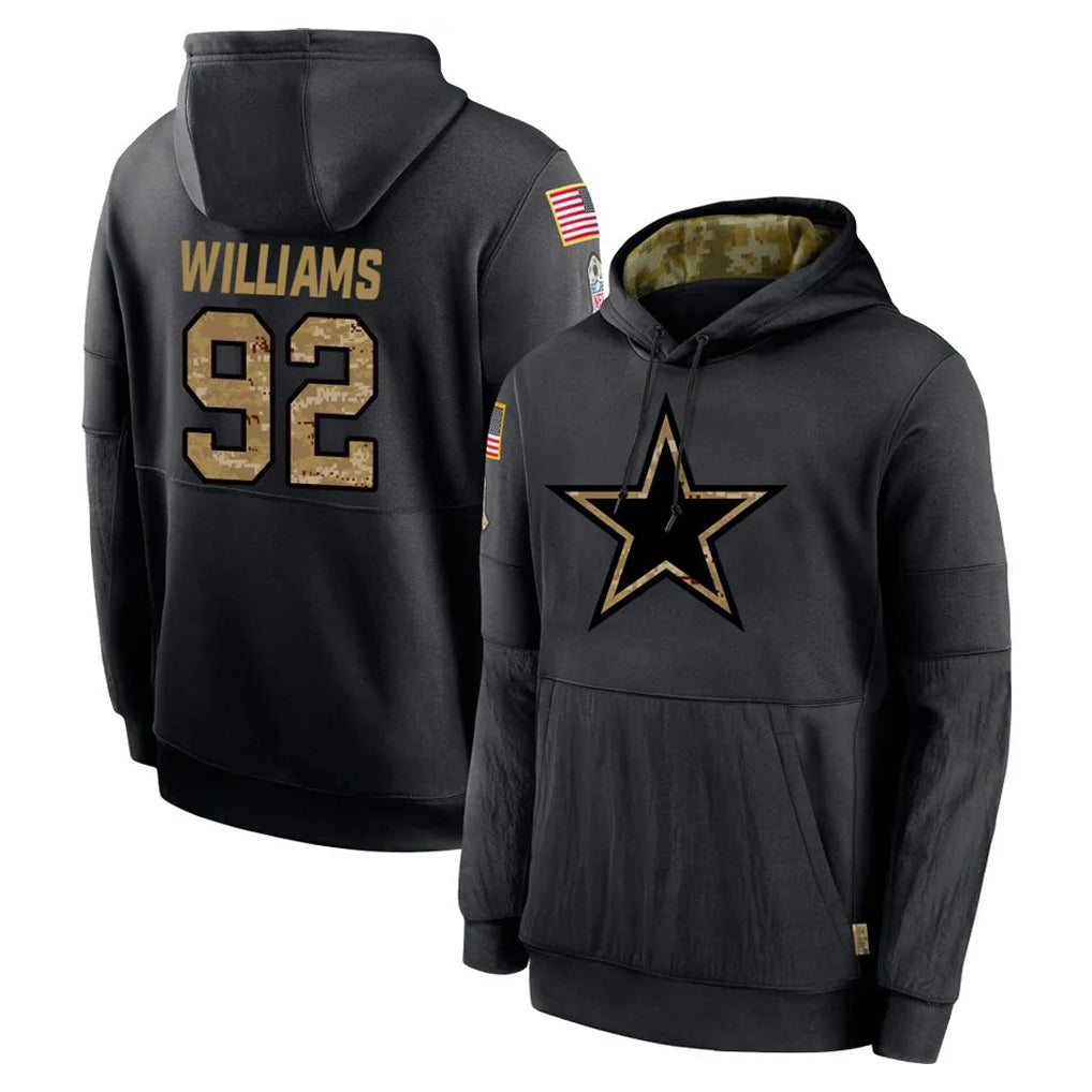 Vanessashop D.Cowboys #92 Quinnen Williams Player Black Salute to Service Pullover Hoodies Limited Stitched Jerseys