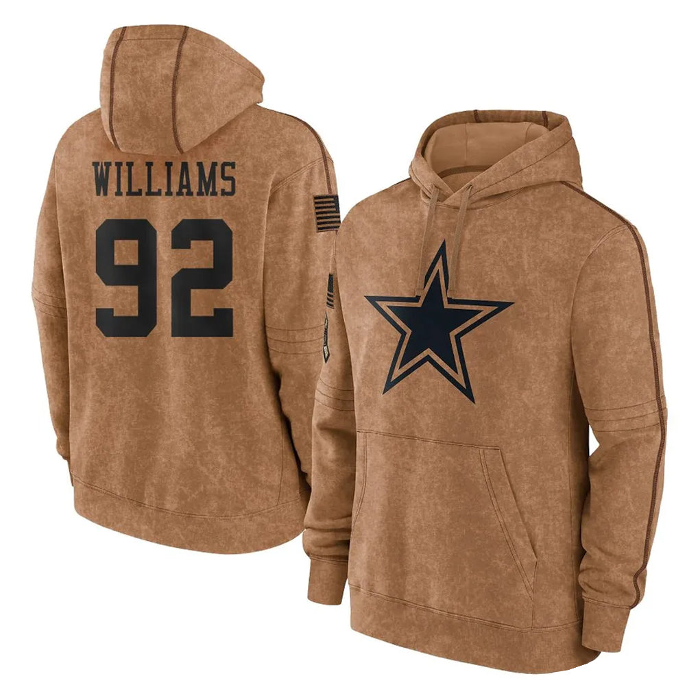 Vanessashop D.Cowboys #92 Quinnen Williams Player Brown Salute to Service Hoodies Limited Game Stitched Jerseys
