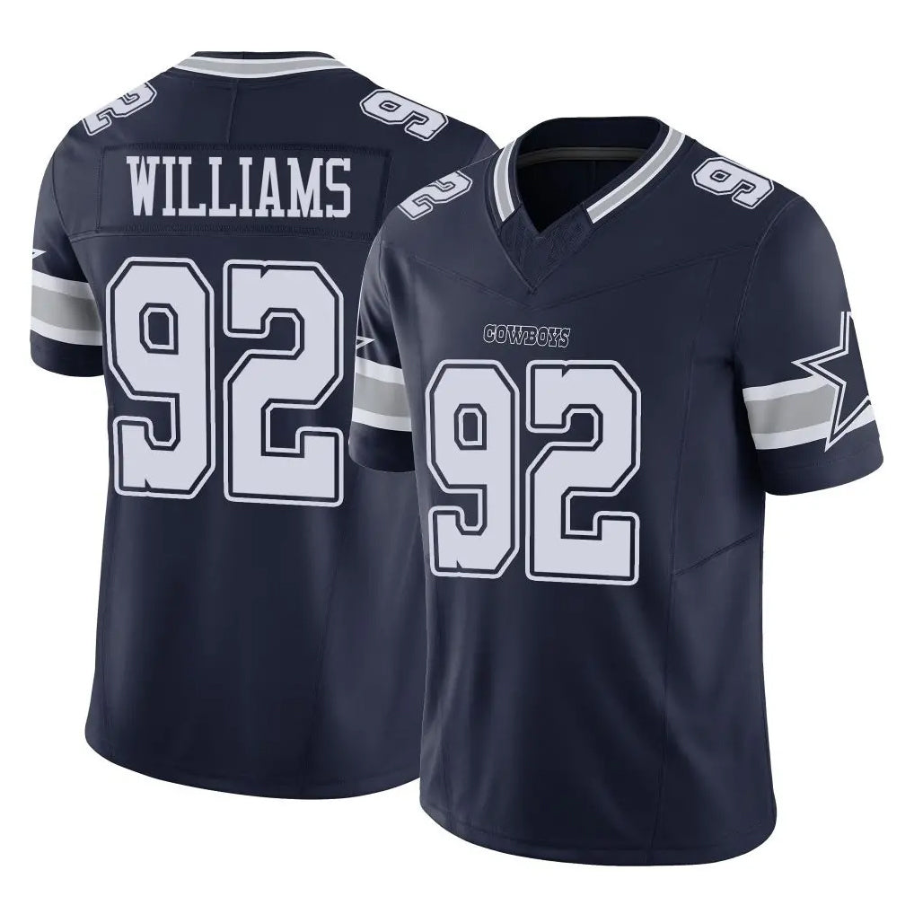 Vanessashop D.Cowboys #92 Quinnen Williams Player Navy Limited Vapor F.U.S.E. Home Game Stitched Jerseys