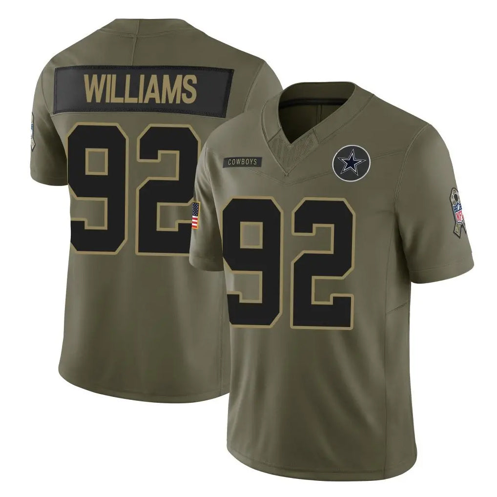 Vanessashop D.Cowboys #92 Quinnen Williams Player Olive 2025 Salute to Service Limited Home Game Stitched Jerseys