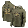 Vanessashop D.Cowboys #92 Quinnen Williams Player Olive Salute to Service Pullover Hoodies Home Game Stitched Jerseys