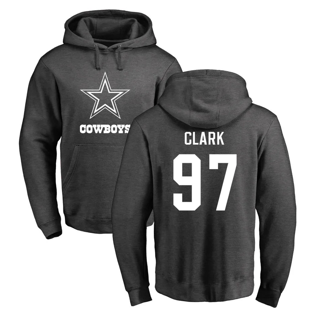 Vanessashop D.Cowboys #97 Kenny Clark Player Ash One Color Pullover Hoodie Limited Stitched Jerseys