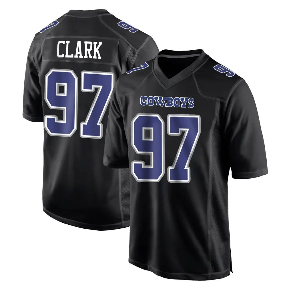 Vanessashop D.Cowboys #97 Kenny Clark Player Carbon Black Fashion Home Game Stitched Jerseys