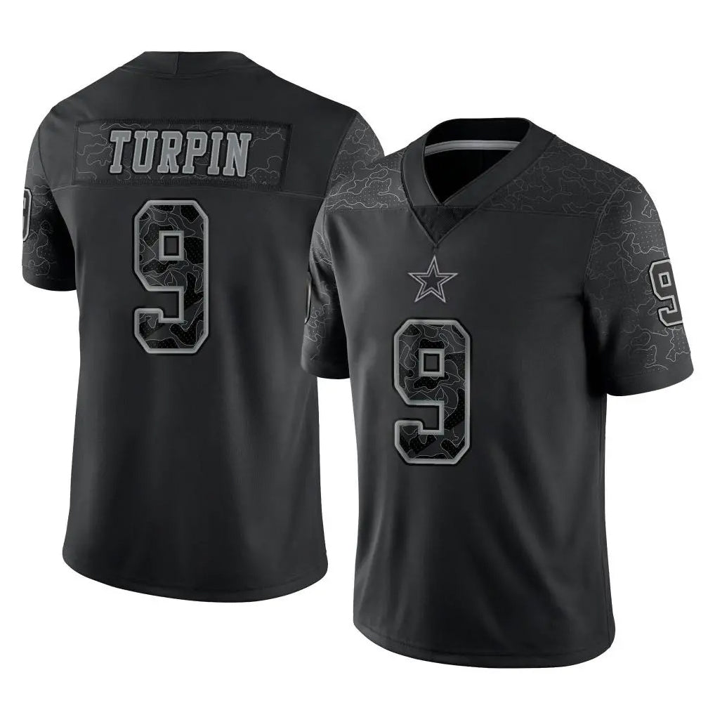 Vanessashop D.Cowboys #9 KaVontae Turpin Player Black Limited Reflective Home Game Stitched Jerseys