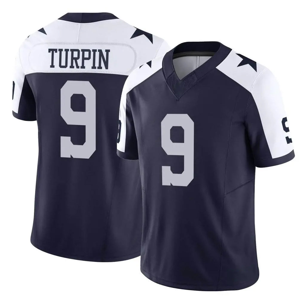 Vanessashop D.Cowboys #9 KaVontae Turpin Player Navy-White Limited Alternate Vapor F.U.S.E. Home Game Stitched Jerseys