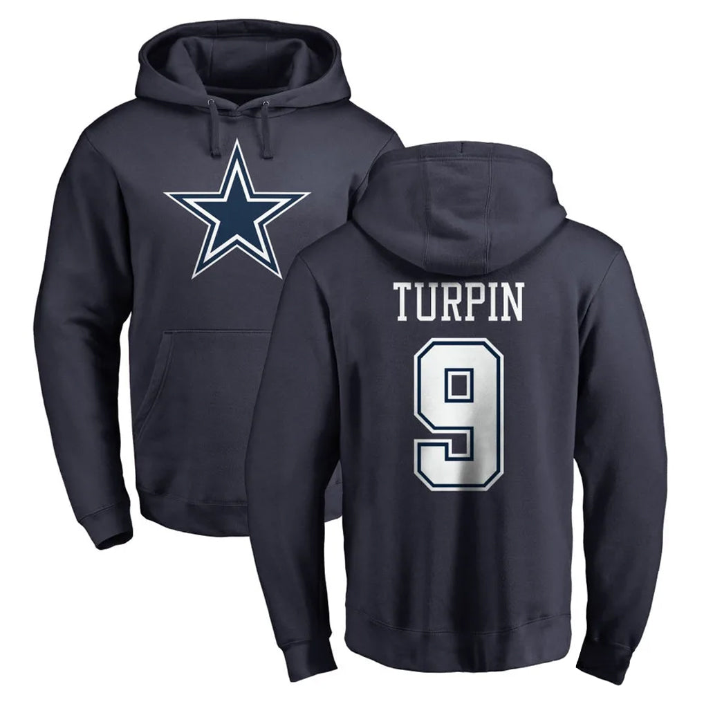 Vanessashop D.Cowboys #9 KaVontae Turpin Player Navy Pullover Hoodies Limited Stitched Jerseys