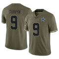 Vanessashop D.Cowboys #9 KaVontae Turpin Player Olive Salute to Service Limited Game Stitched Jerseys