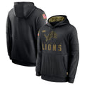 Vanessashop D.Lions Black Salute to Service Pullover Hoodies Limited Blank Player Stitched Jerseys
