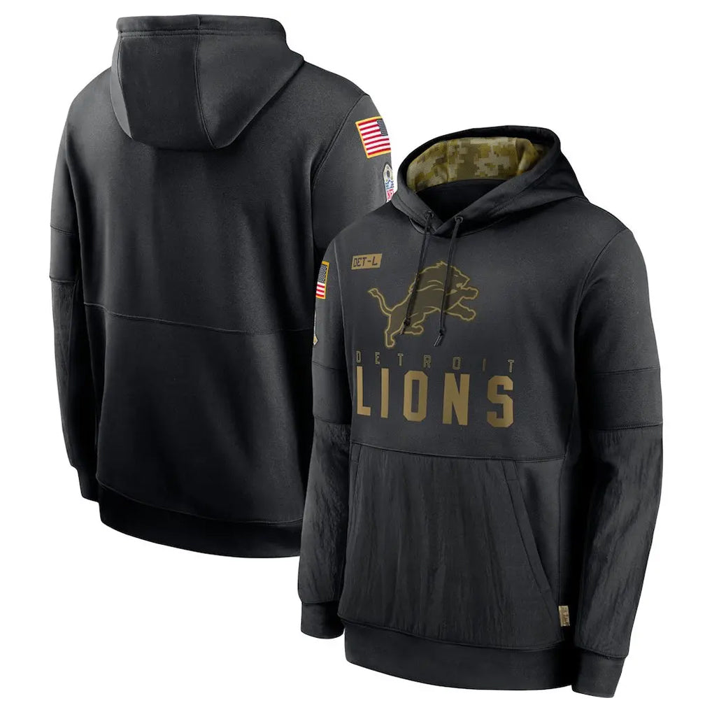 Vanessashop D.Lions Black Salute to Service Pullover Hoodies Limited Blank Player Stitched Jerseys
