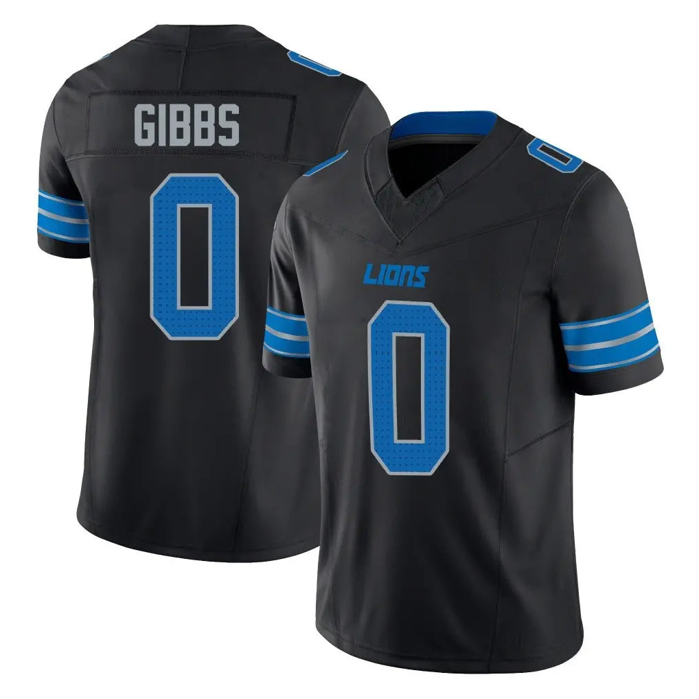 Vanessashop D.Lions #0 Jahmyr Gibbs Player Black Alternate Vapor F.U.S.E. Limited Home Game Stitched Jerseys