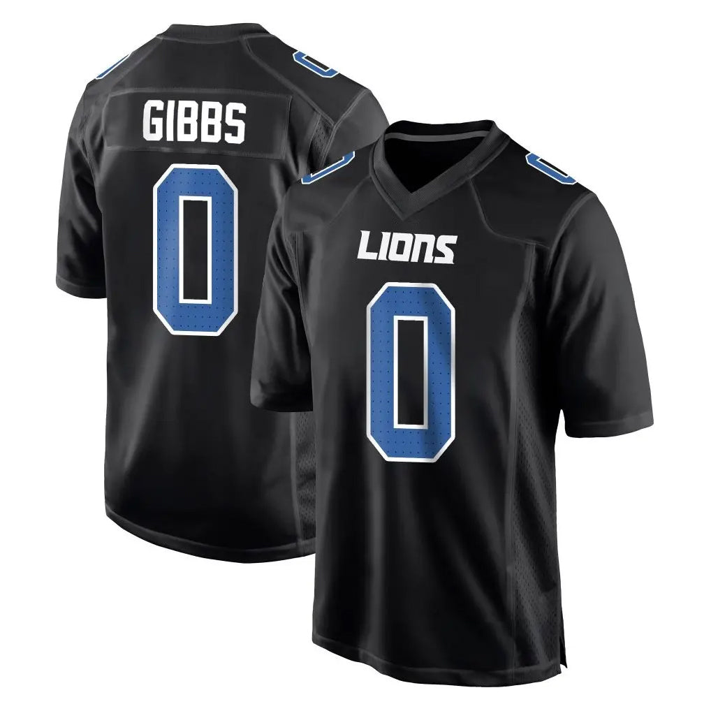 Vanessashop D.Lions #0 Jahmyr Gibbs Player Black Fashion Home Game Stitched Jerseys