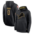 Vanessashop D.Lions #0 Jahmyr Gibbs Player Black Salute to Service Hoodies Limited Game Stitched Jerseys