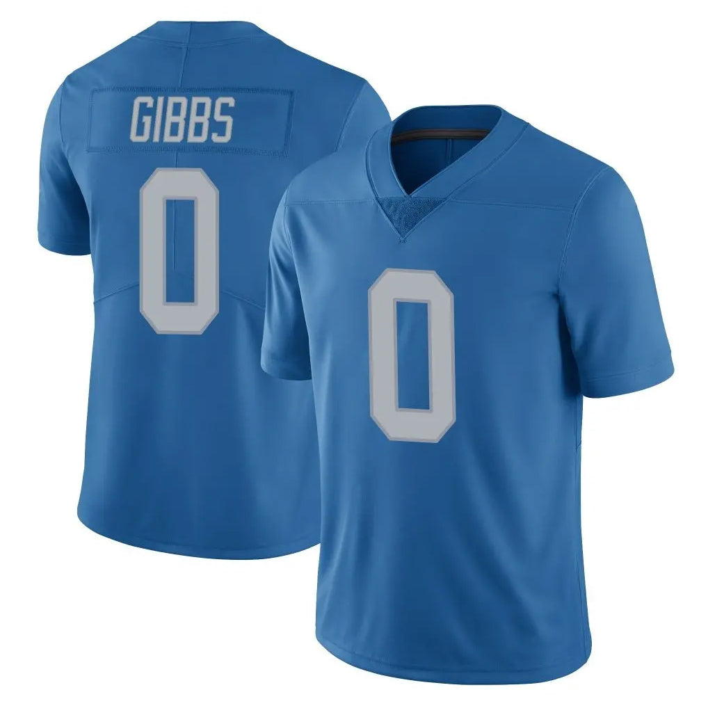 Vanessashop D.Lions #0 Jahmyr Gibbs Player Blue Limited Throwback Vapor Untouchable Stitched Jerseys
