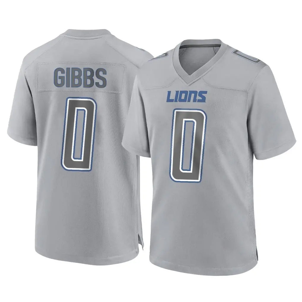 Vanessashop D.Lions #0 Jahmyr Gibbs Player Gray Atmosphere Fashion Home Game Stitched Jerseys