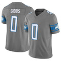 Vanessashop D.Lions #0 Jahmyr Gibbs Player Gray Vapor F.U.S.E. Limited Home Game Stitched Jerseys