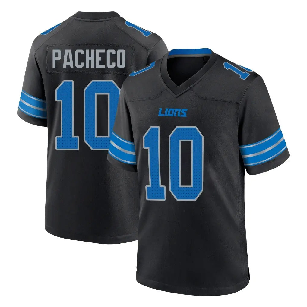 Vanessashop D.Lions #10 Isiah Pacheco Player Black Alternate Home Game Stitched Jerseys
