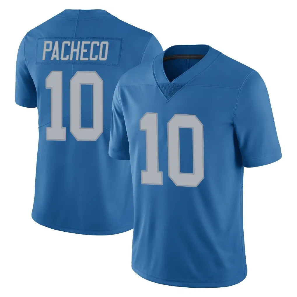 Vanessashop D.Lions #10 Isiah Pacheco Player Blue Limited Throwback Vapor Untouchable Stitched Jerseys