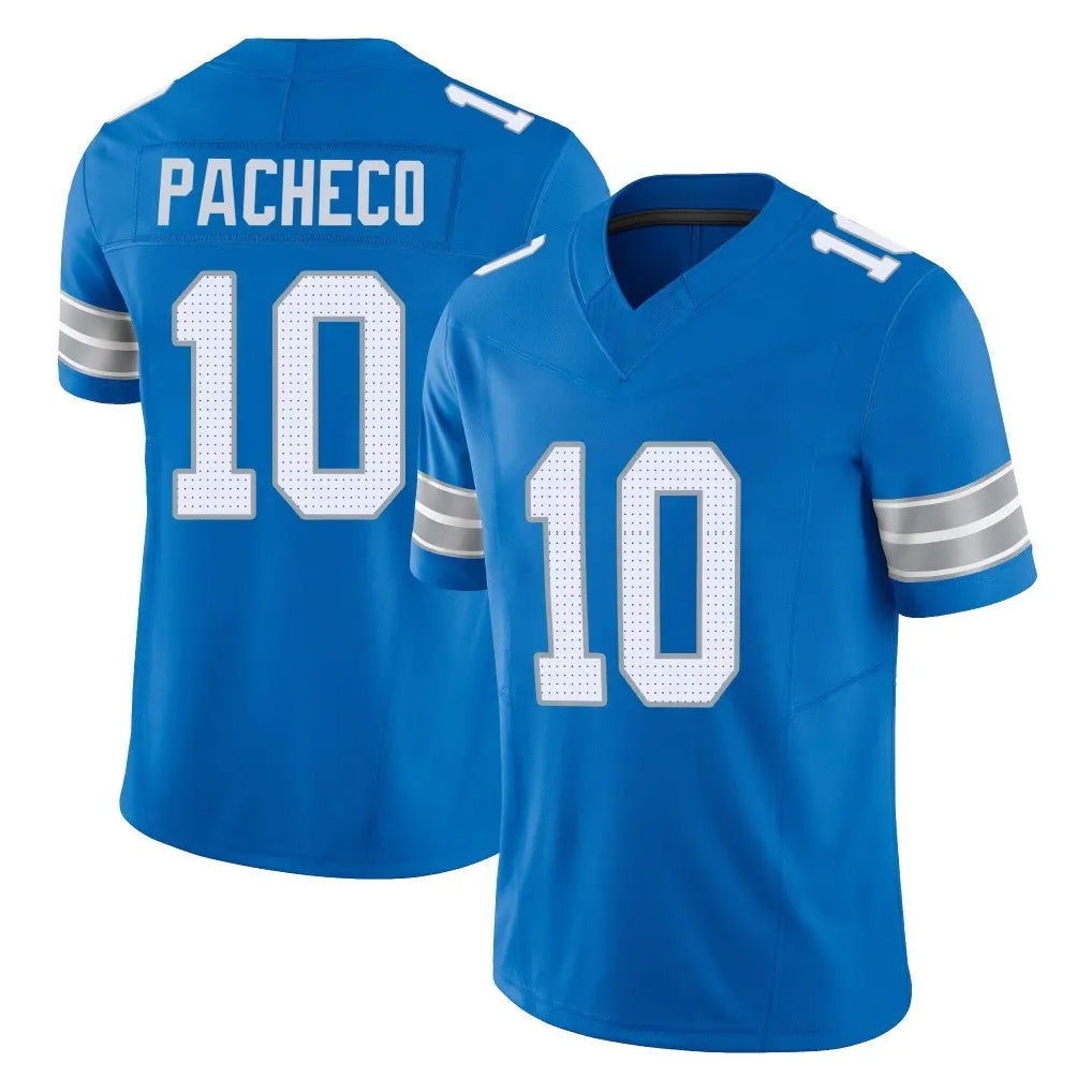Vanessashop D.Lions #10 Isiah Pacheco Player Blue Limited Vapor F.U.S.E. Alternate Home Game Stitched Jerseys