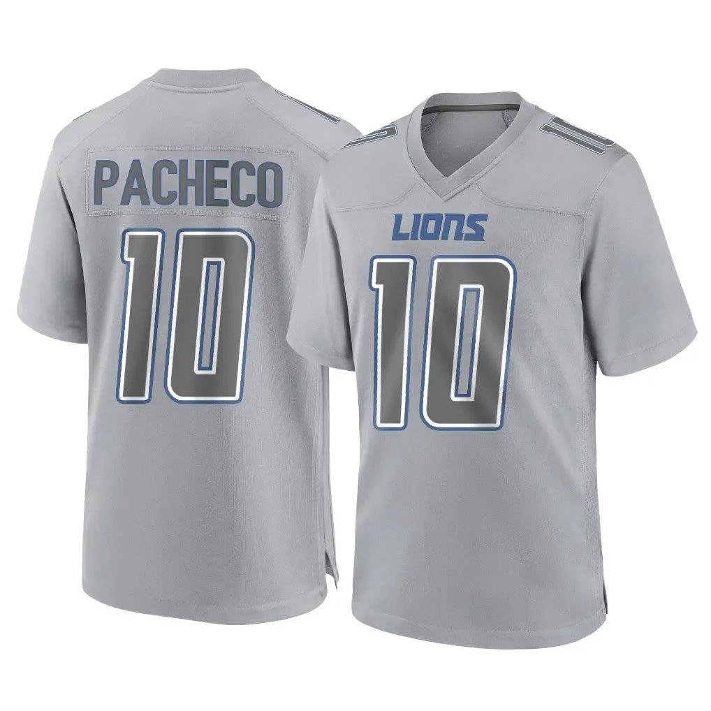 Vanessashop D.Lions #10 Isiah Pacheco Player Gray Atmosphere Fashion Home Game Stitched Jerseys