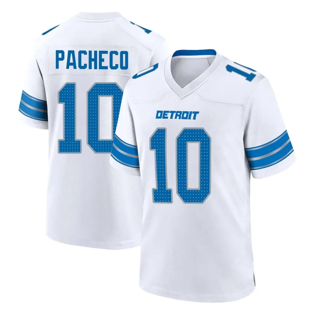 Vanessashop D.Lions #10 Isiah Pacheco Player White Alternate Home Game Stitched Jerseys