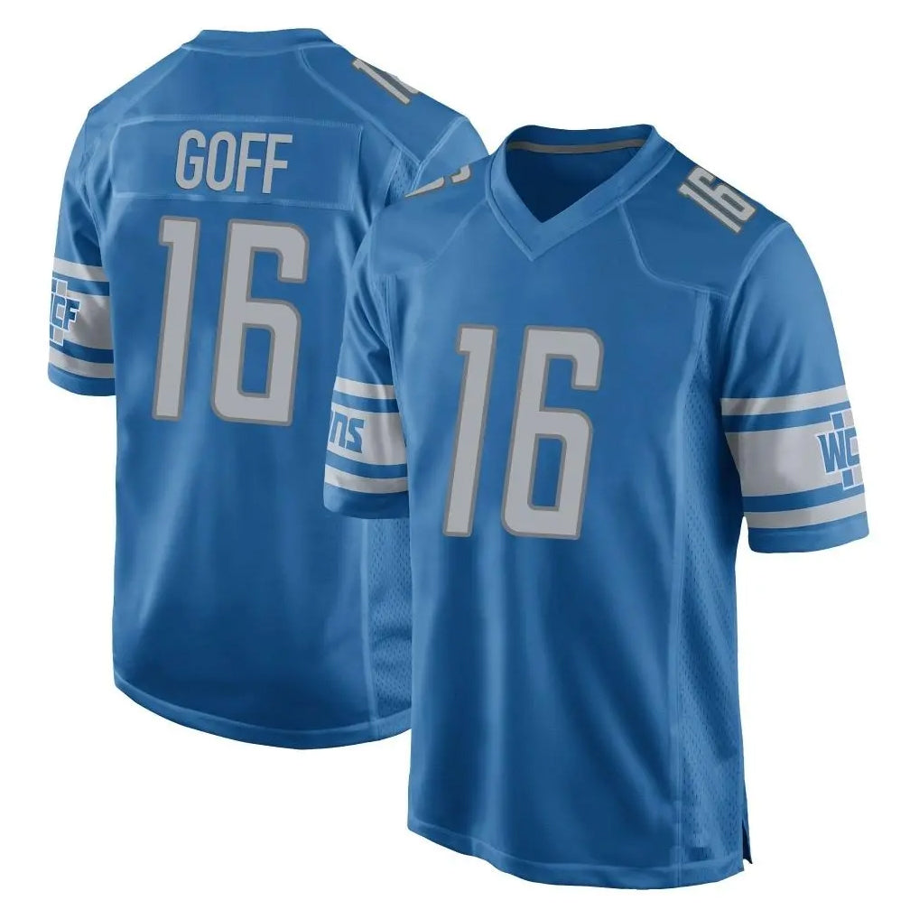 Vanessashop D.Lions #16 Jared Goff Player Blue Home Game Stitched Jerseys