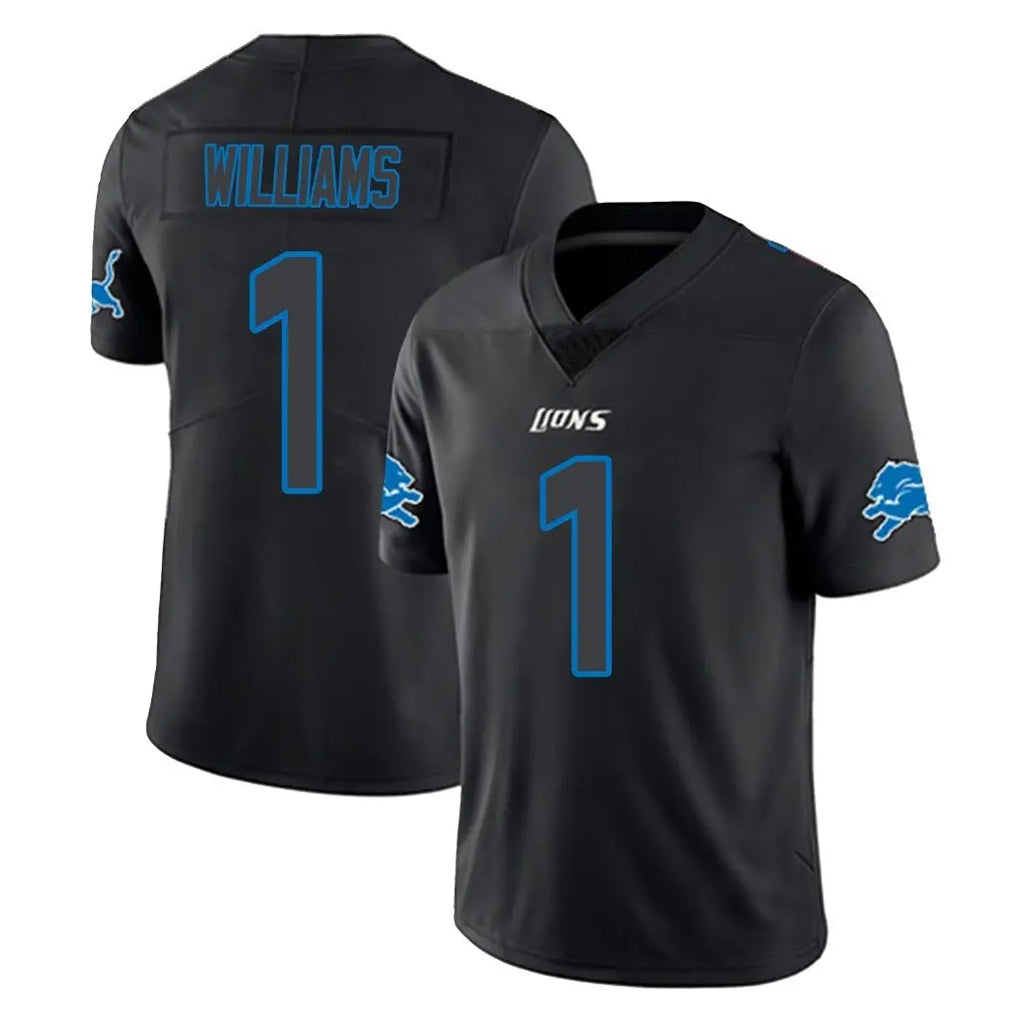 Vanessashop D.Lions #1 Jameson Williams Player Black Impact Limited Home Game Stitched Jerseys