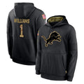 Vanessashop D.Lions #1 Jameson Williams Player Black Salute to Service Hoodies Limited Game Stitched Jerseys