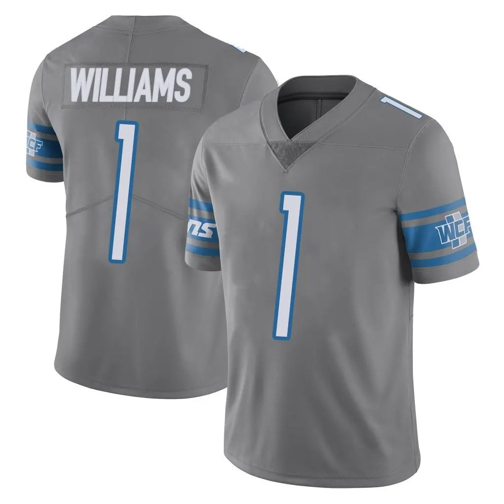 Vanessashop D.Lions #1 Jameson Williams Player Gray Vapor Untouchable Limited Home Game Stitched Jerseys