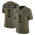 Vanessashop D.Lions #1 Jameson Williams Player Olive 2025 Salute To Service Limited Home Game Stitched Jerseys