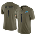 Vanessashop D.Lions #1 Jameson Williams Player Olive Salute To Service Limited Stitched Jerseys