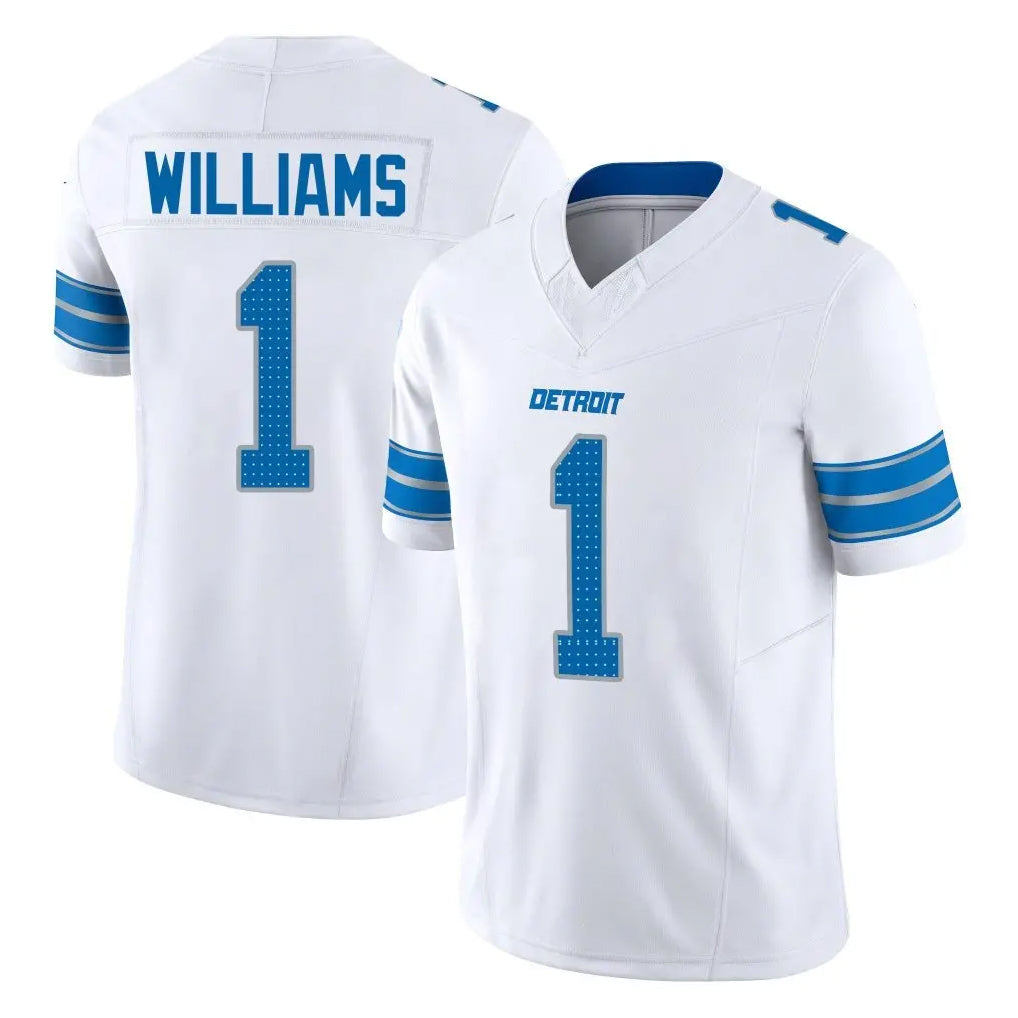 Vanessashop D.Lions #1 Jameson Williams Player White Limited Vapor F.U.S.E. Alternate Home Game Stitched Jerseys