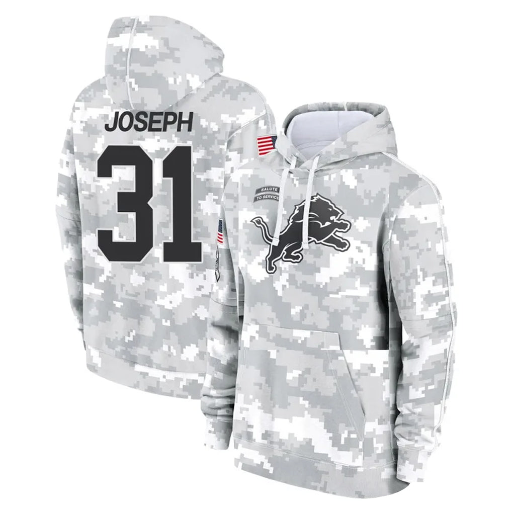 Vanessashop D.Lions #31 Kerby Joseph Player Arctic Camo Salute to Service Hoodies Limited Game Stitched Jerseys