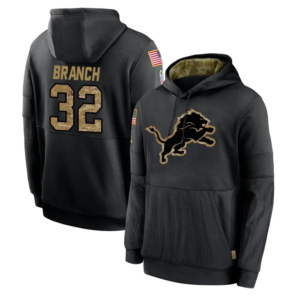 Vanessashop D.Lions #32 Brian Branch Player Black Salute to Service Hoodies Limited Game Stitched Jerseys