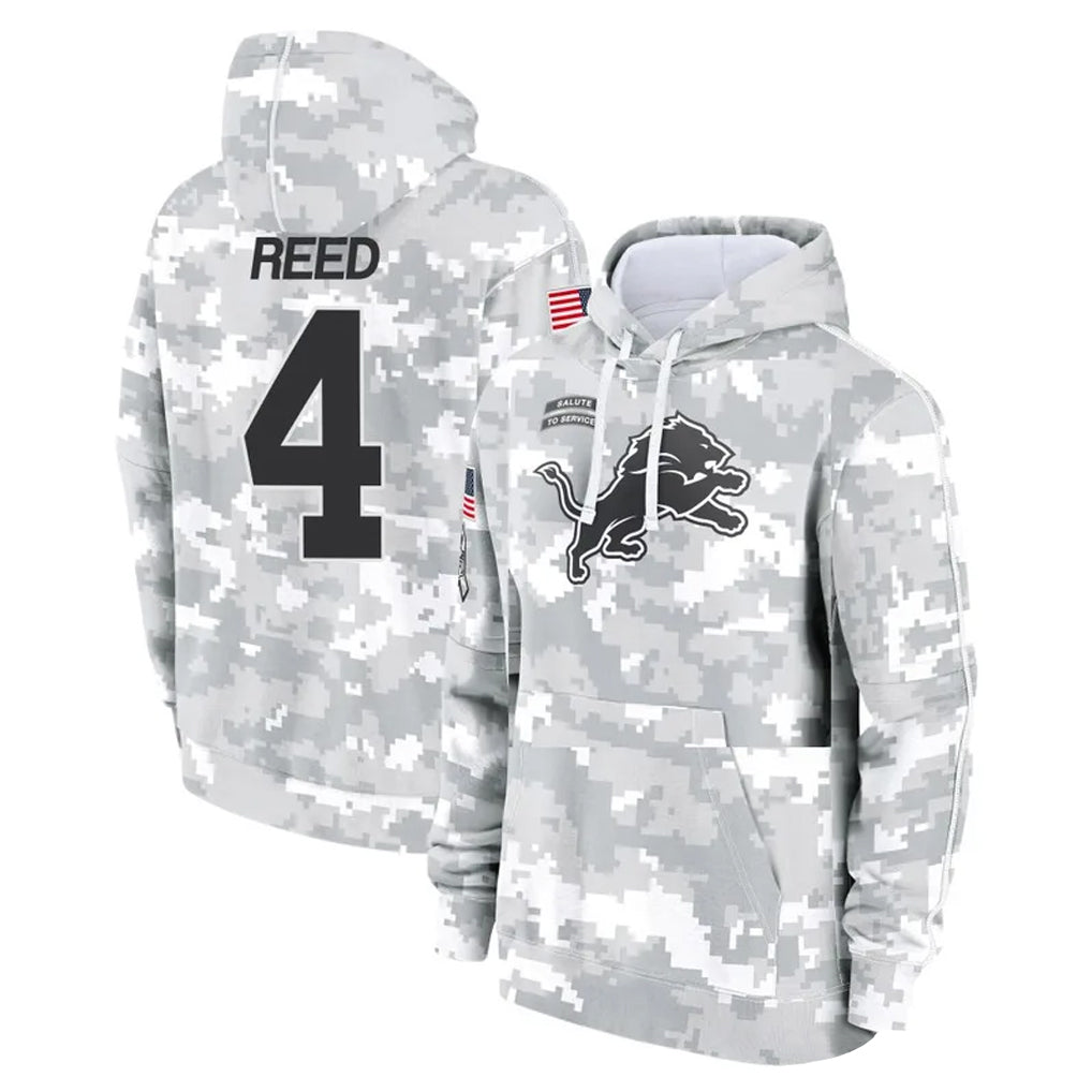 Vanessashop D.Lions #4 D.J. Reed Player Arctic Camo Salute to Service Hoodies Limited Game Stitched Jerseys