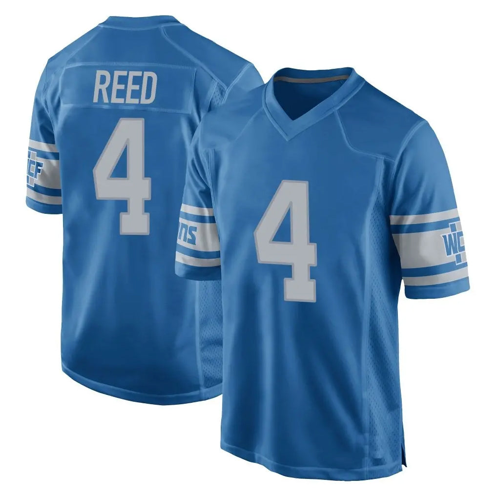 Vanessashop D.Lions #4 D.J. Reed Player Blue Vapor Untouchable Throwback Game Stitched Jerseys
