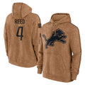Vanessashop D.Lions #4 D.J. Reed Player Brown Salute to Service Hoodies Limited Game Stitched Jerseys