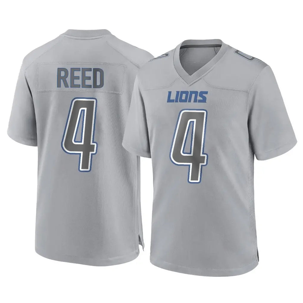 Vanessashop D.Lions #4 D.J. Reed Player Gray Atmosphere Fashion Home Game Stitched Jerseys