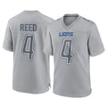 Vanessashop D.Lions #4 D.J. Reed Player Gray Atmosphere Fashion Home Game Stitched Jerseys