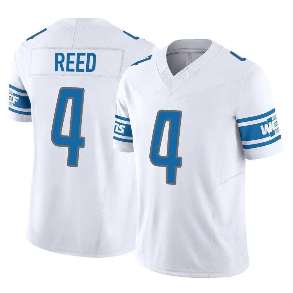 Vanessashop D.Lions #4 D.J. Reed Player White Vapor F.U.S.E. Limited Home Game Stitched Jerseys