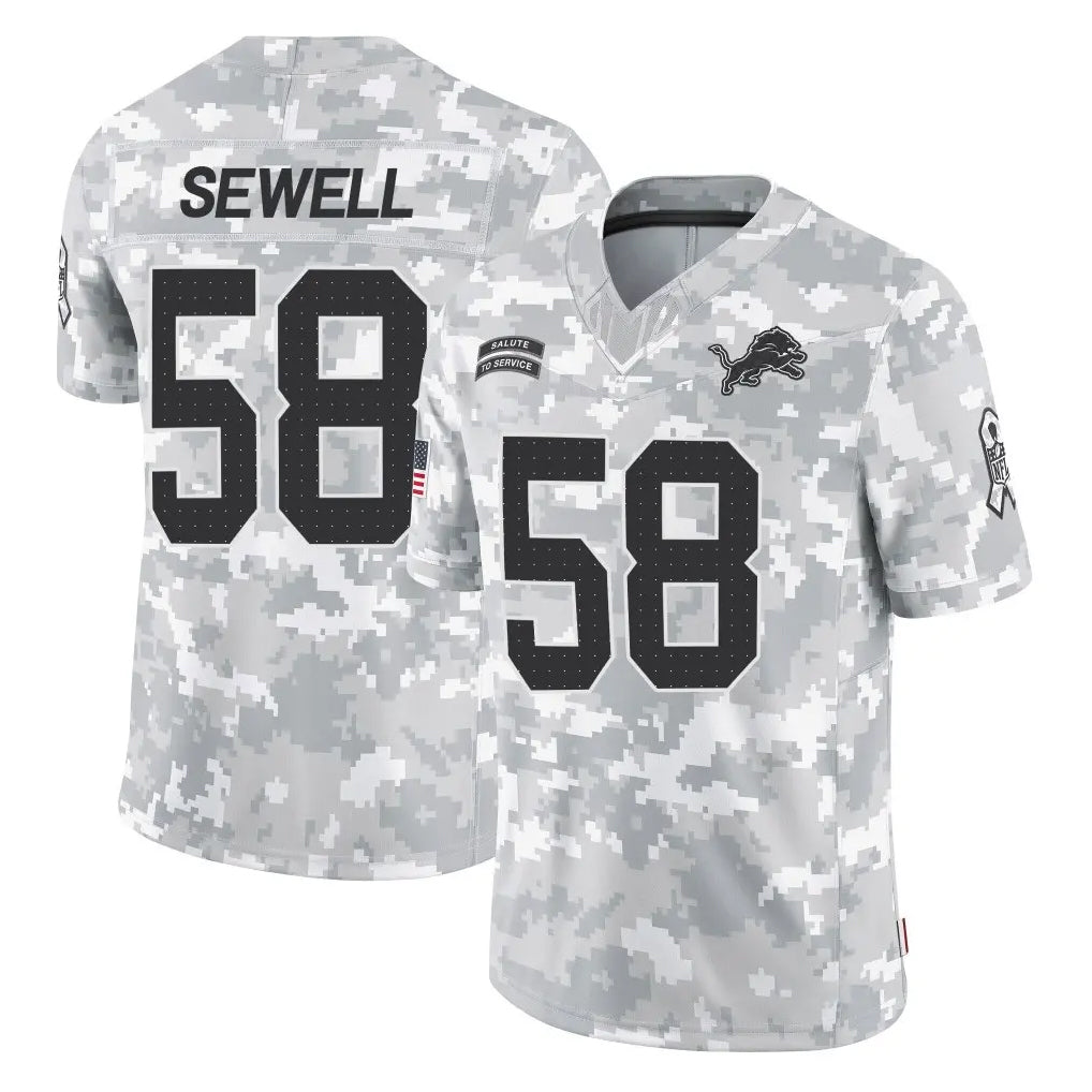 Vanessashop D.Lions #58 Penei Sewell Player Arctic Camo Salute To Service Limited Stitched Jerseys