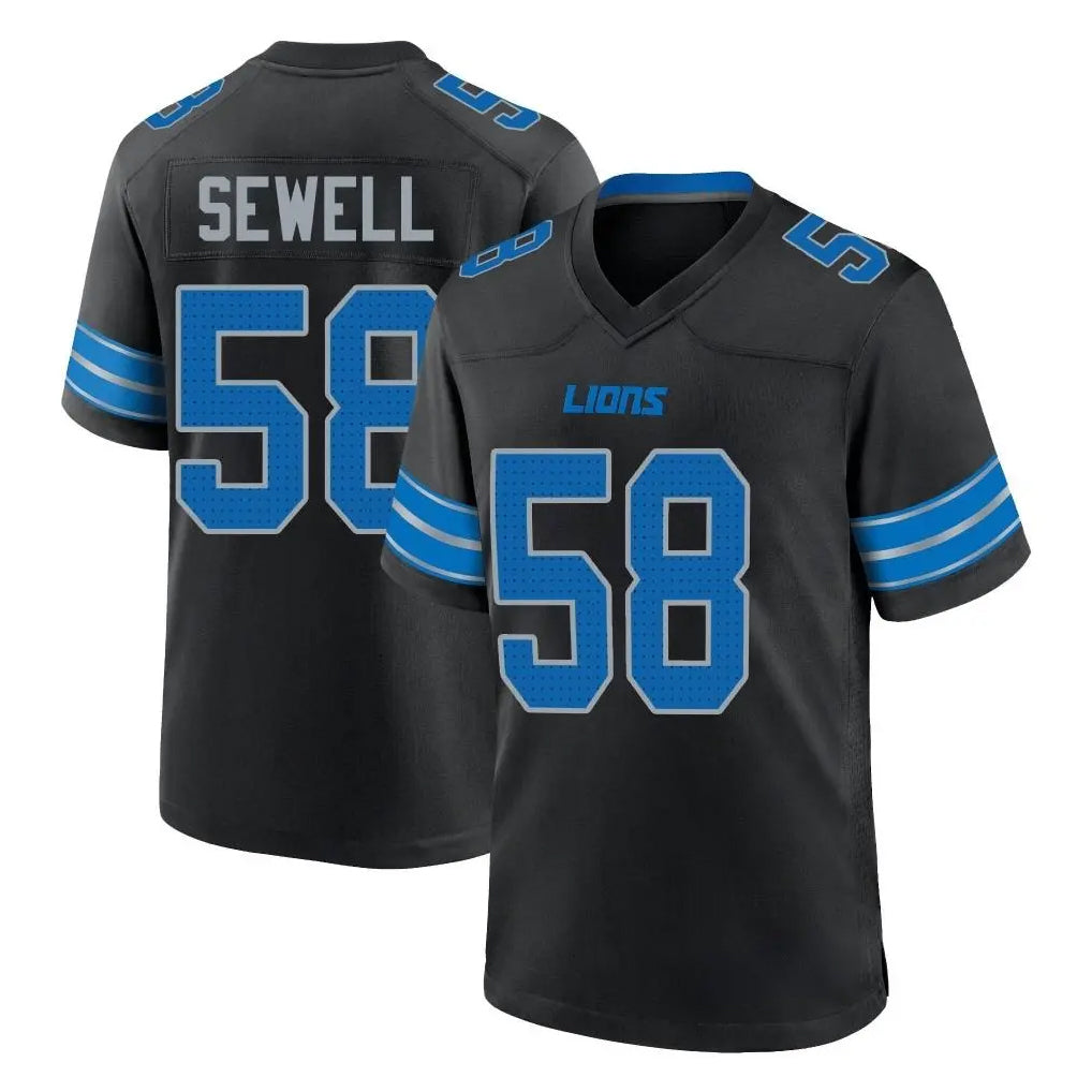 Vanessashop D.Lions #58 Penei Sewell Player Black Alternate Home Game Stitched Jerseys